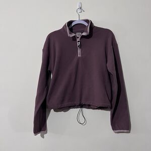 PINK Victoria's Secret Fleece Quarter Zip Cropped Pullover Sweatshirt Women Sz S